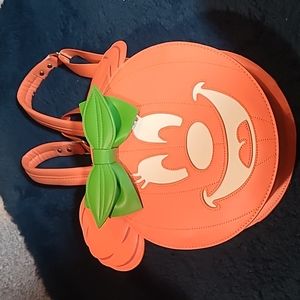 ❤️New Loungefly Disney Minnie Mouse Pumpkin Mini Backpack Glow in the Dark🧡